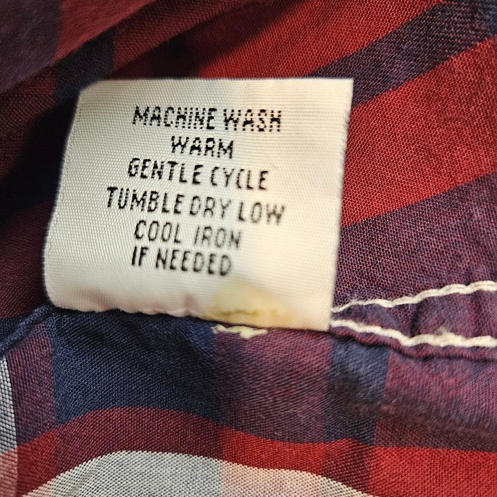 RECLAIM | Mens Athletic Fit Western Plaid Snap Button Down Shirt Red Navy XL - Picture 8 of 15